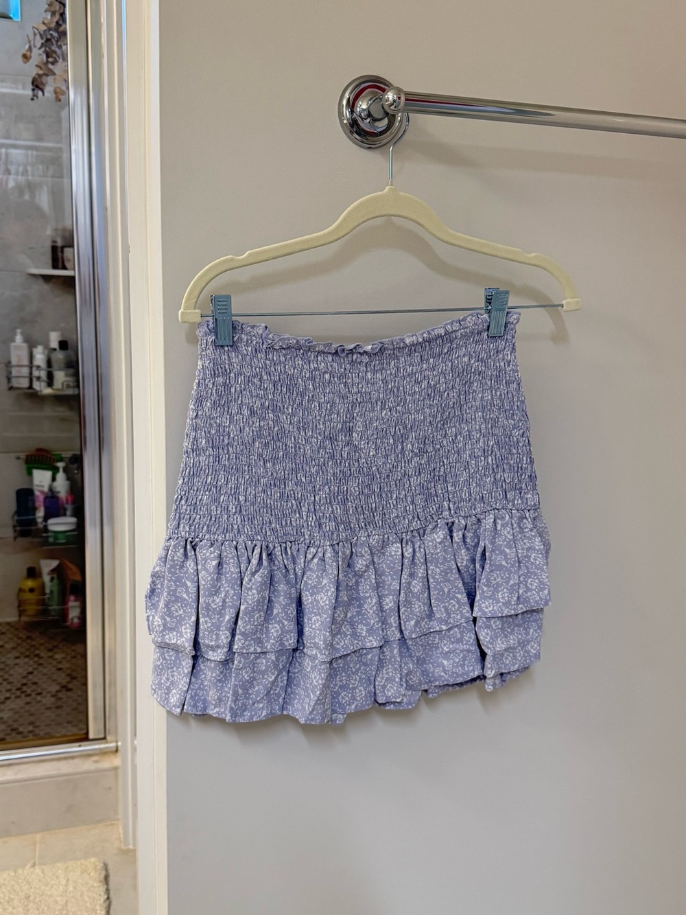 Garage Floral Smocked Ruffle Mini Skirt